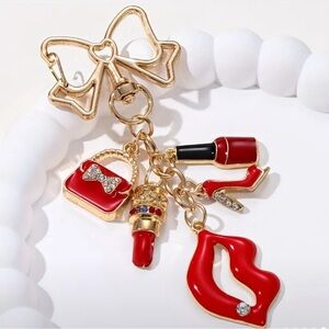 Chic Red Lip & High Heel Keychain